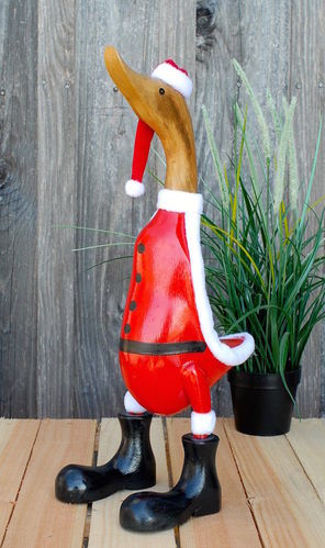 Weihnachtsmann-Ente aus Holz (ca. 45 cm)