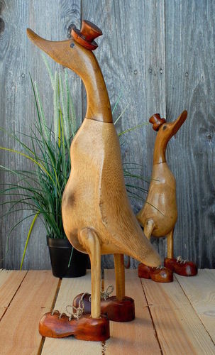 Lauf-Ente aus Holz, natur, Hut+Schuhe, ca. 45 cm