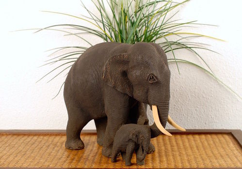 Elefant mit Baby aus Holz