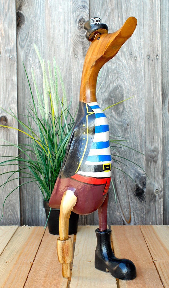 H: ca Karibik Segeln Deko Entenwirt 66 cm Laufente Piraten-Ente aus Holz
