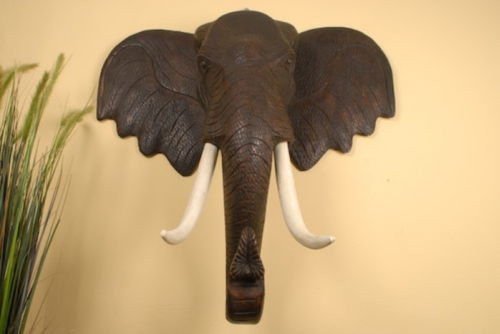 Elefantenkopf aus Holz, B: ca 101 cm