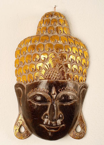 Buddha-Maske, braun-gold-weiß, H: ca. 40 cm