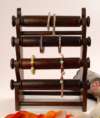 Schmuckständer aus Holz, 4-fach, H: 38 cm, schwarzbraun