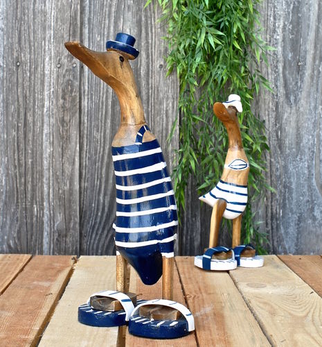 Ente mit Badeanzug aus Holz, ca. 25 cm
