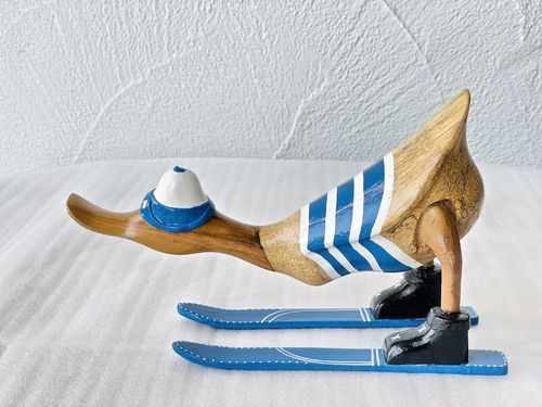 Skifahrer-Ente aus Holz (ca. 28 cm)