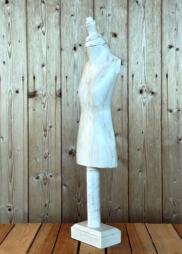 Schmucktorso aus Holz, H: 75 cm, weiß im Vintage-Style